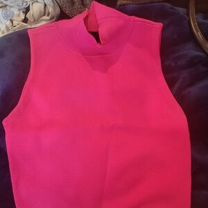 House Of Harlow 1960 Mock Neck Sleeveless Pink Knit Top Small
